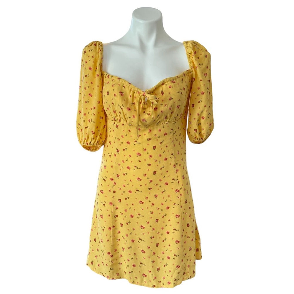 Reformation Sette Yellow Floral Mini Dress